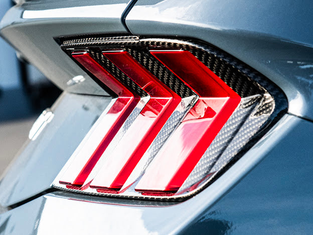 2024-UP FORD MUSTANG S650 | CARBON FIBER REAR TAIL LIGHT TRIM BEZEL COVERS PAIR